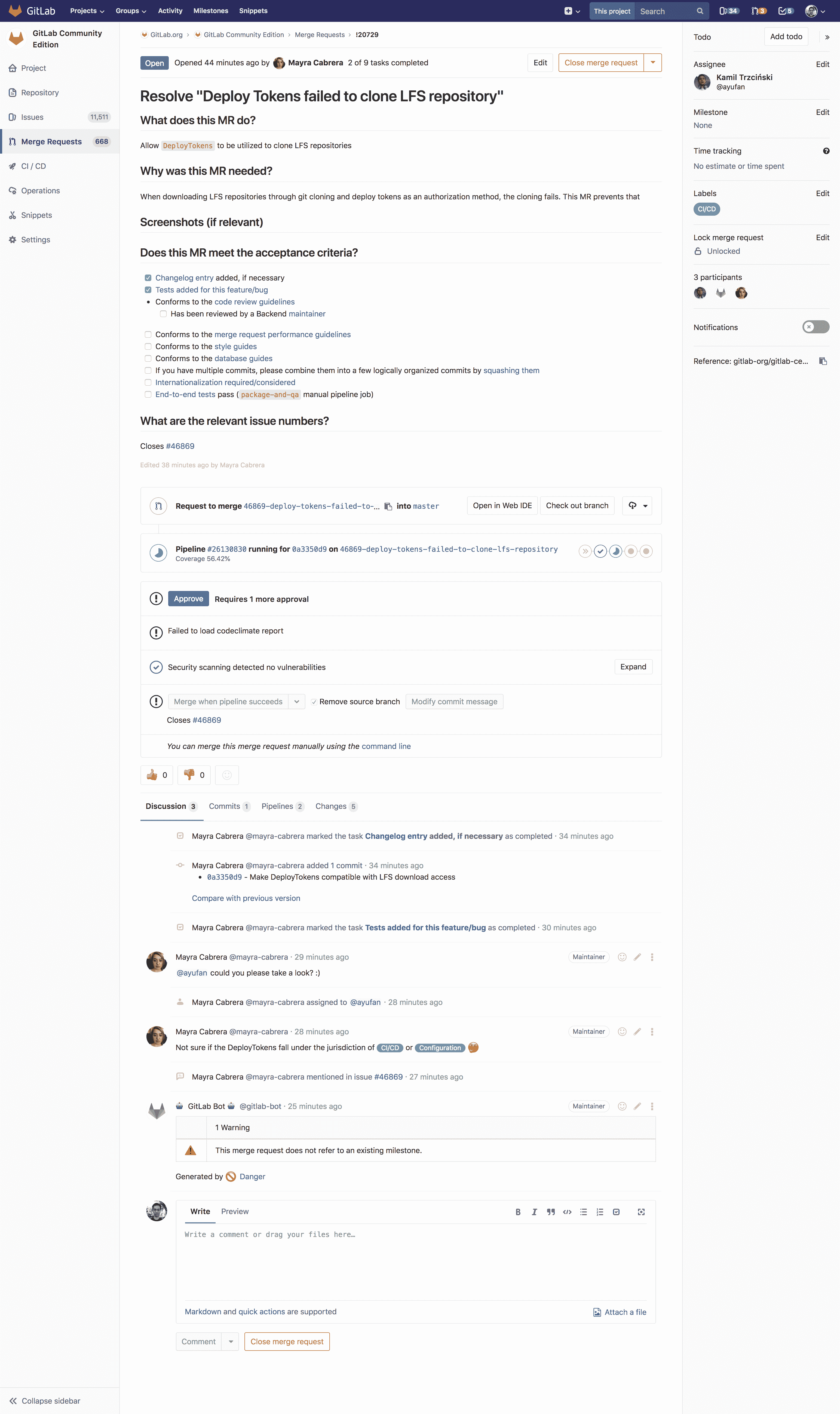 Merge request view
