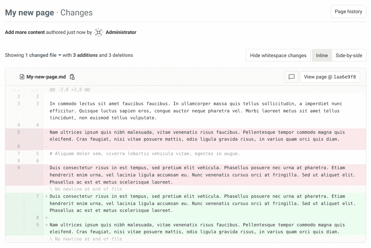 Wiki page changes