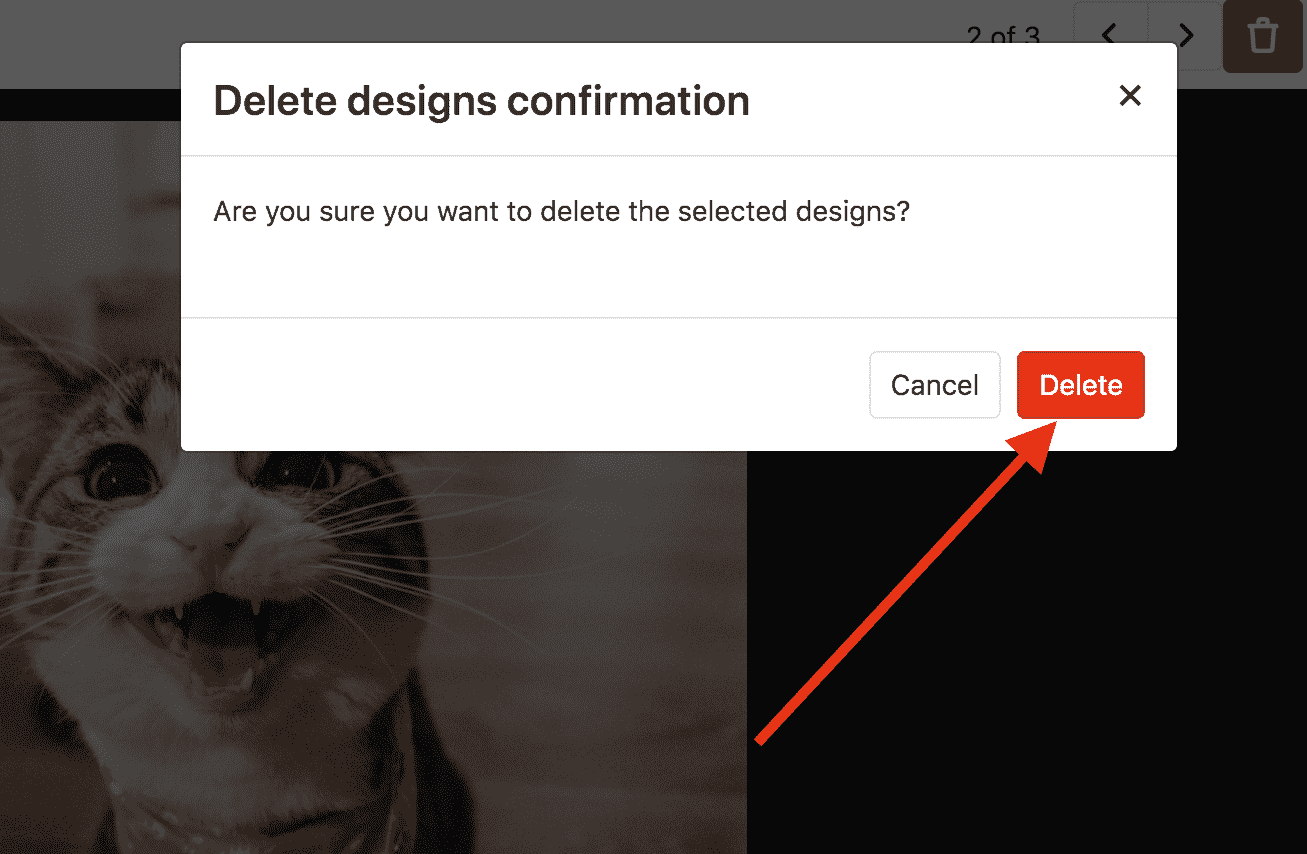 Confirm design deletion