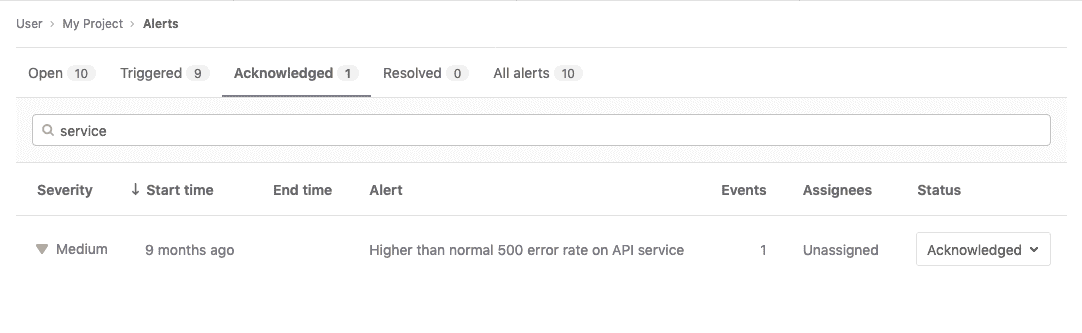 Alert List Search