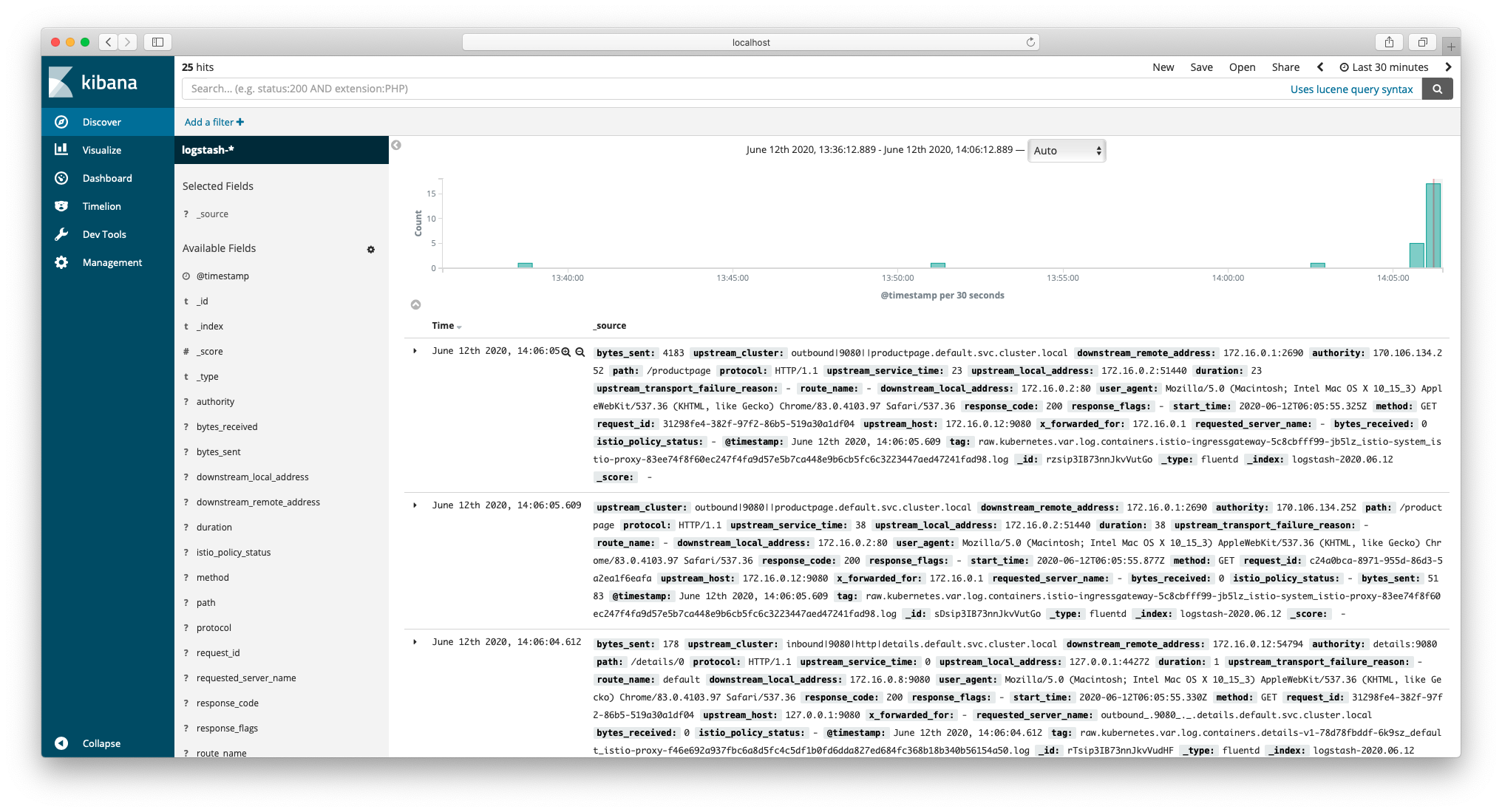 Kibana 日志展示