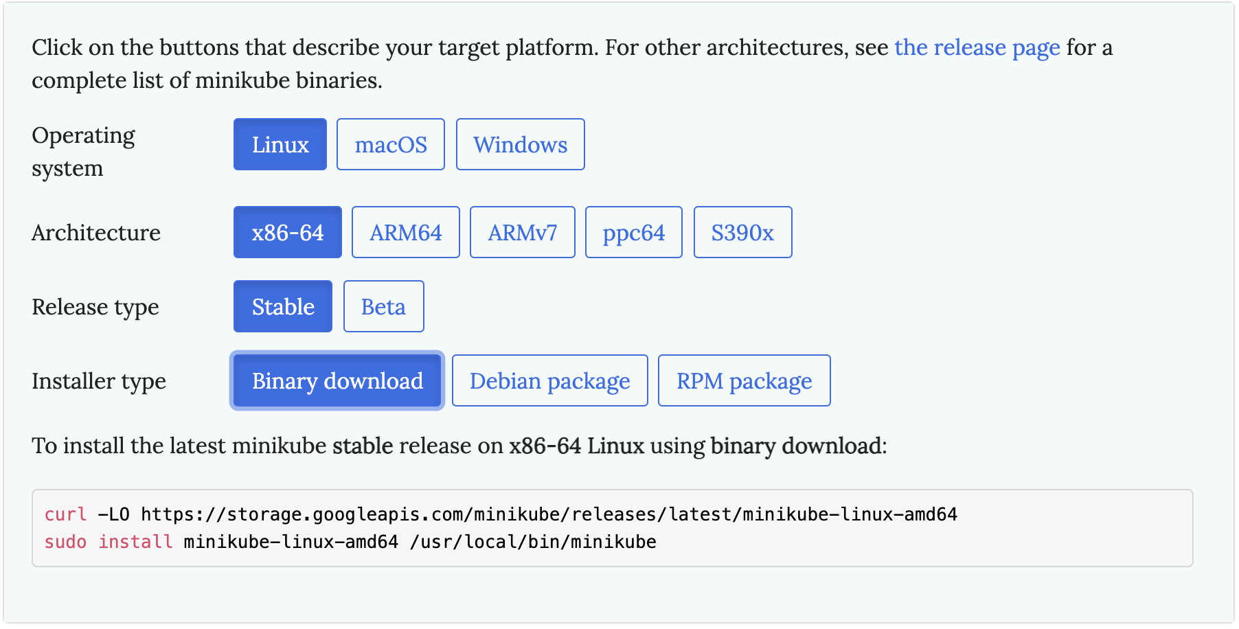 minikube install arch